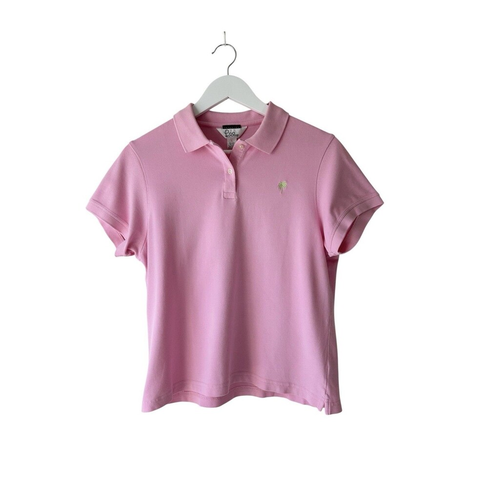 Lilly Pulitzer Pink Polo Shirt Pima Cotton Pink Colar Golf Top Resort Women’s L